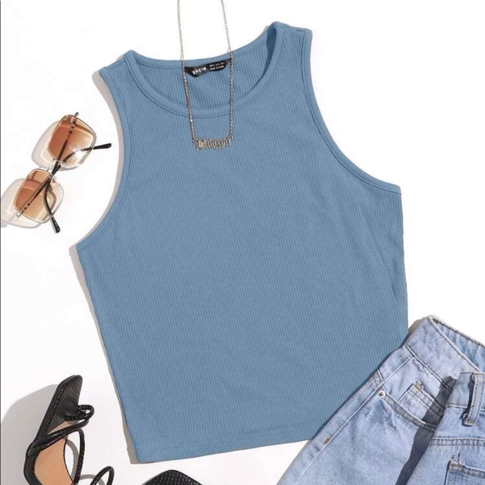 SHEIN Ribbed Cropped Tank Top Sz Medium